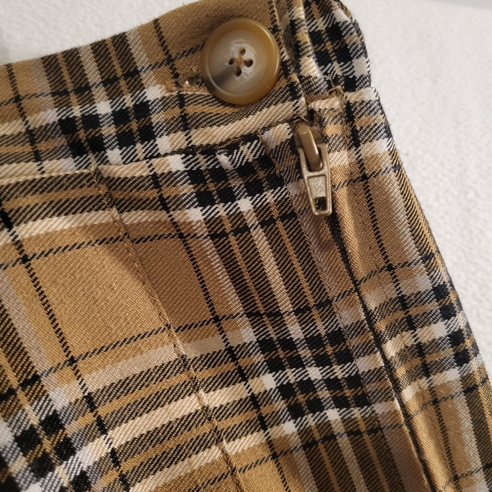 Dark Yellow and Black Plaid Skirt